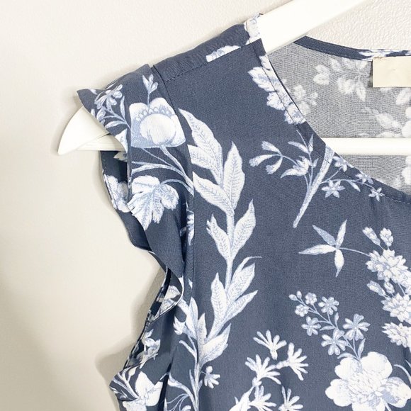 SOLD Loft Floral Ruffle Button Front Dress - Picture 6 of 8